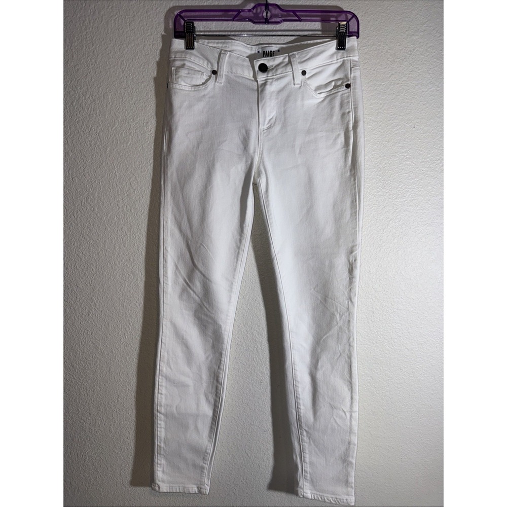 Paige Women's Jeans Verdugo Ankle Size 27 White Mid Rise USA 🇺🇸 Made Read Desc